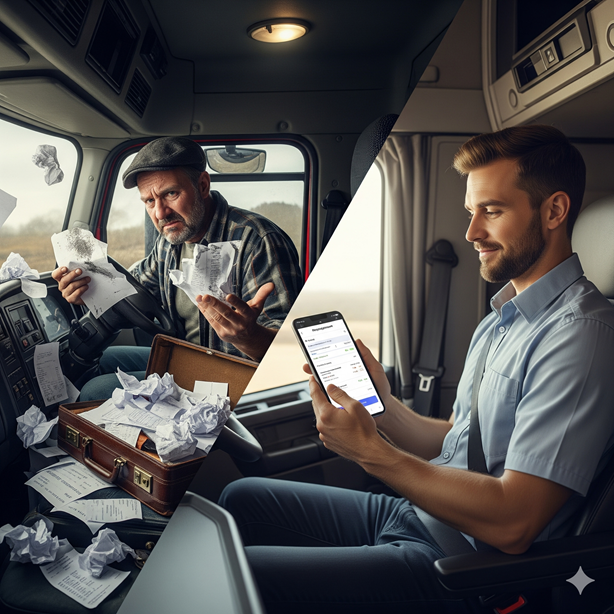 Woman holding an invoice in an office setting