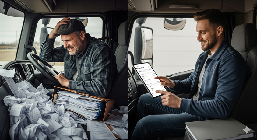 An image of the open road from the perspective of a truck's dashboard, symbolizing control and freedom.
