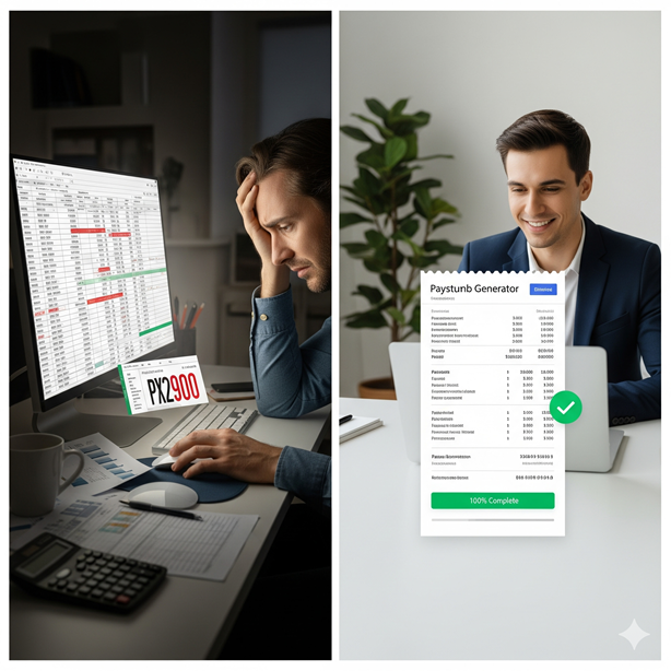 Woman holding an invoice in an office setting