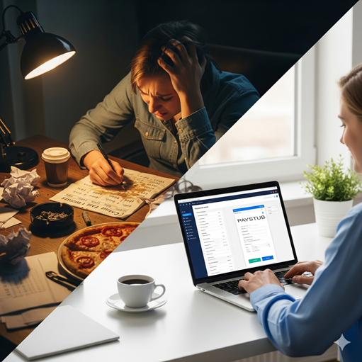 Woman holding an invoice in an office setting