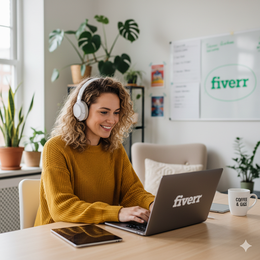 Woman holding an invoice in an office setting